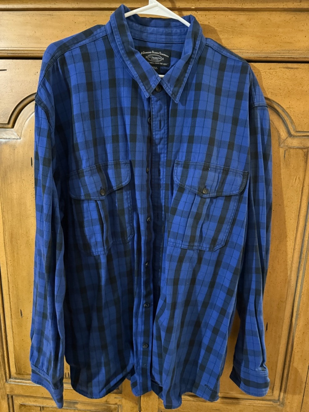 Filson Blue and Black Plaid Button-Down Shirt- XXL